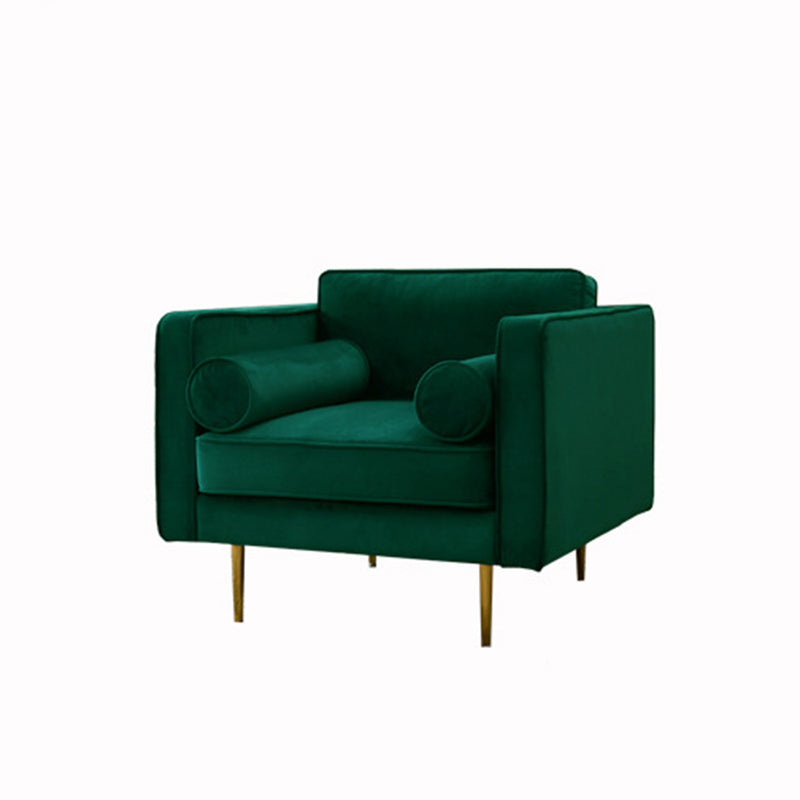 Tuxedo Arm Sofa Modern Style Green Velvet Sofa with Metal Legs