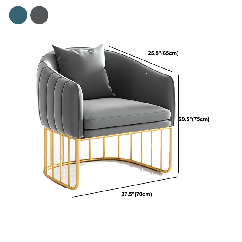 Blue/Gray Velvet Sofa Modernism Tuxedo Arm Sofa with Pillows