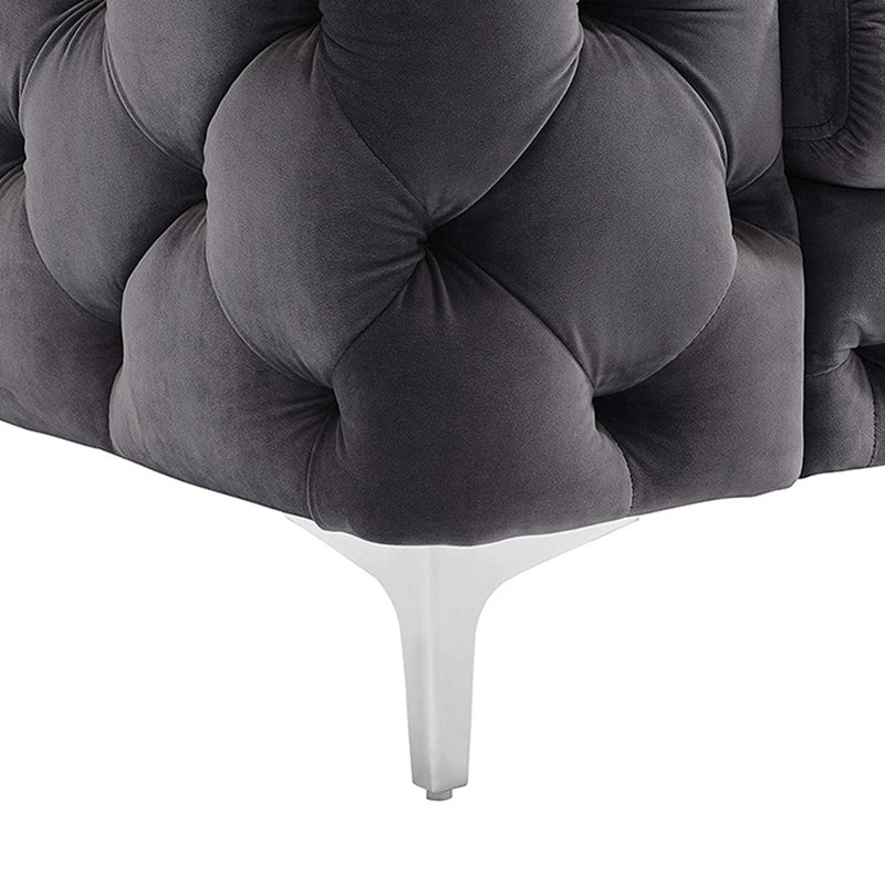 Contemporary Tufted Back Sofa 2/3-Seat Tuxedo Arm with Metal Legs