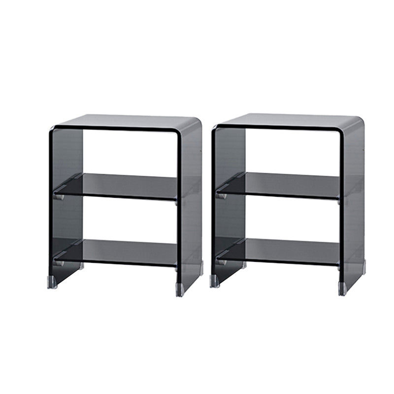 Modern Glass Square Side End Table Sled Corner Table for Living Room
