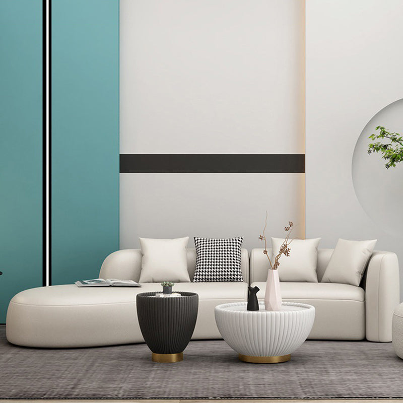 Contemporary Curved Seating Tight Back Tuxedo Arm Sofa for Living Room