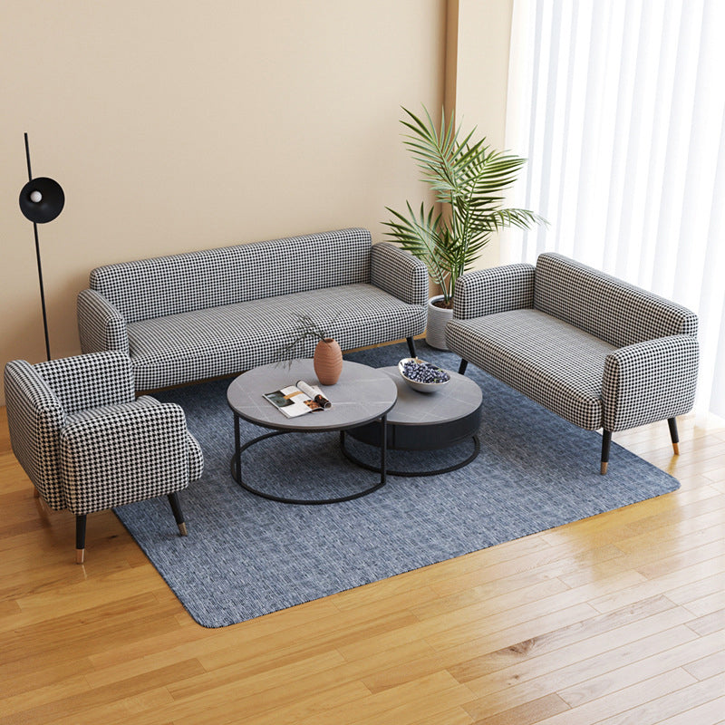 Leather/Faux Leather Modern Sofa 27.95" High Scroll Arm Seating