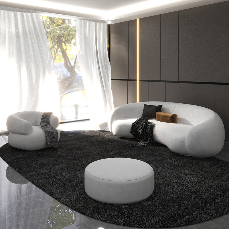 Contemporary Tight Back Curved Seating Sloped Arm Sofa for Living Room