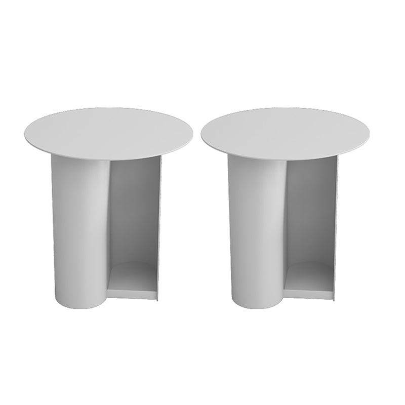 Dia 17.7" Metal Side Table Mid-Century Modern Pedestal End Table with Storage