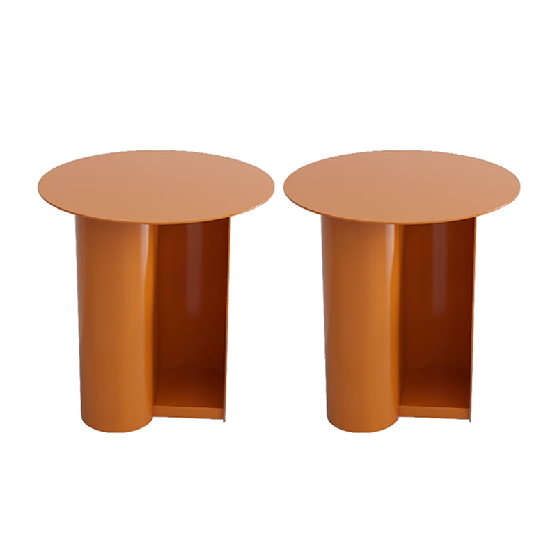 Dia 17.7" Metal Side Table Mid-Century Modern Pedestal End Table with Storage