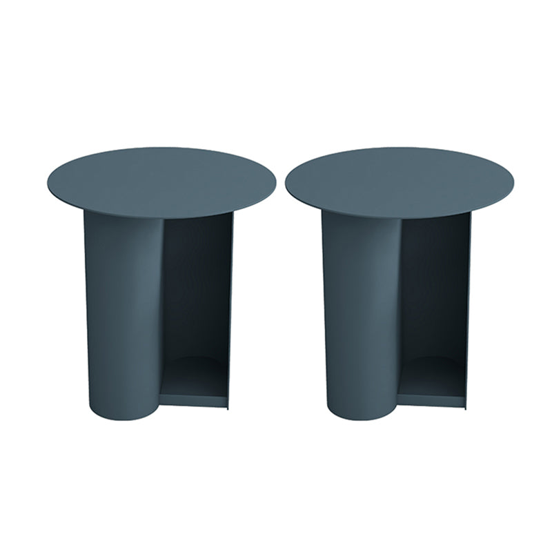 Dia 17.7" Metal Side Table Mid-Century Modern Pedestal End Table with Storage