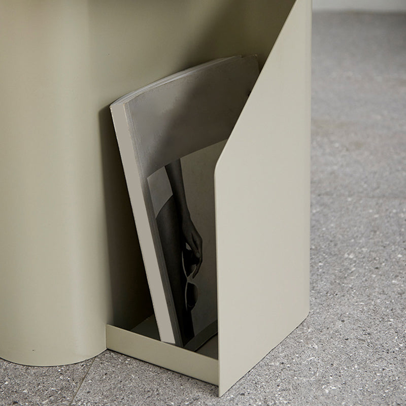 Dia 17.7" Metal Side Table Mid-Century Modern Pedestal End Table with Storage