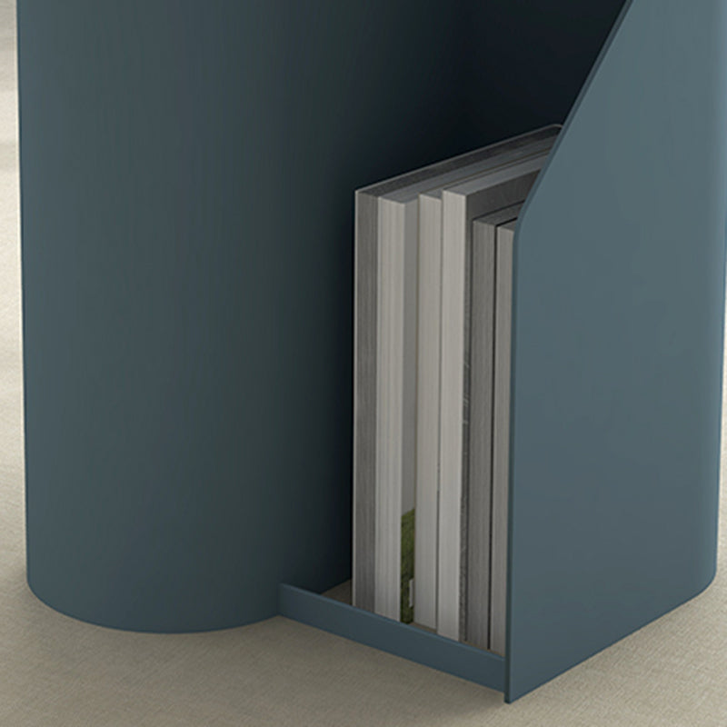 Dia 17.7" Metal Side Table Mid-Century Modern Pedestal End Table with Storage