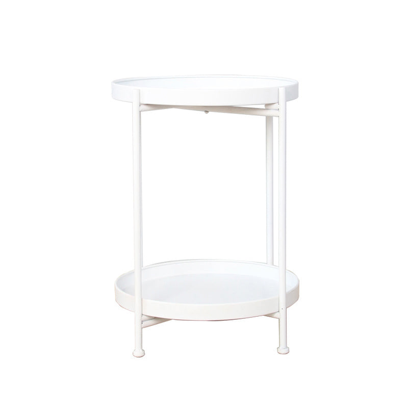 Mid-Century Tray Top End Table 20.3" Tall Iron Round Side Table with Shelf