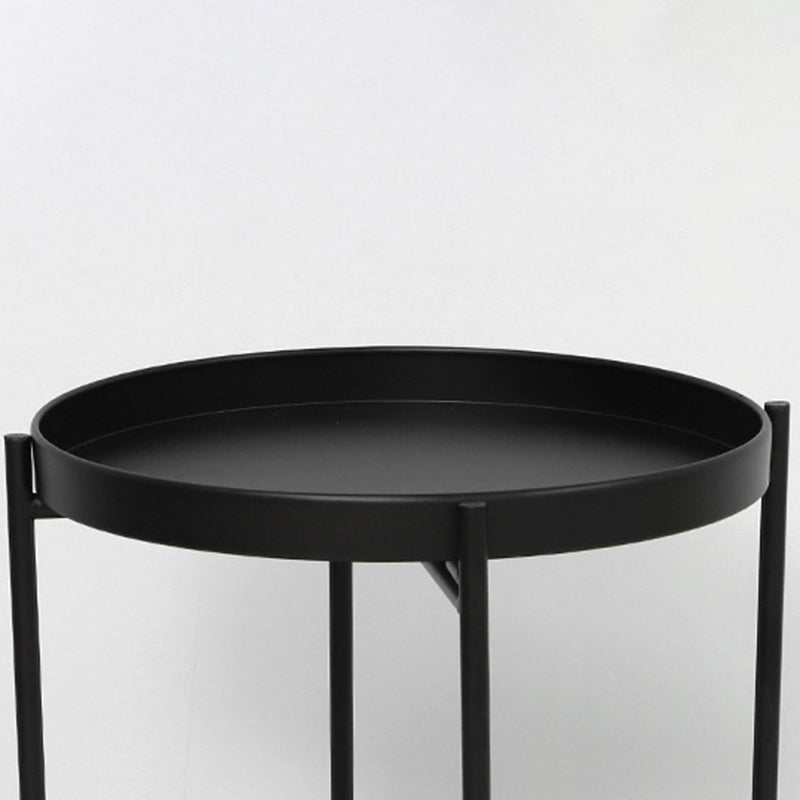 Mid-Century Tray Top End Table 20.3" Tall Iron Round Side Table with Shelf