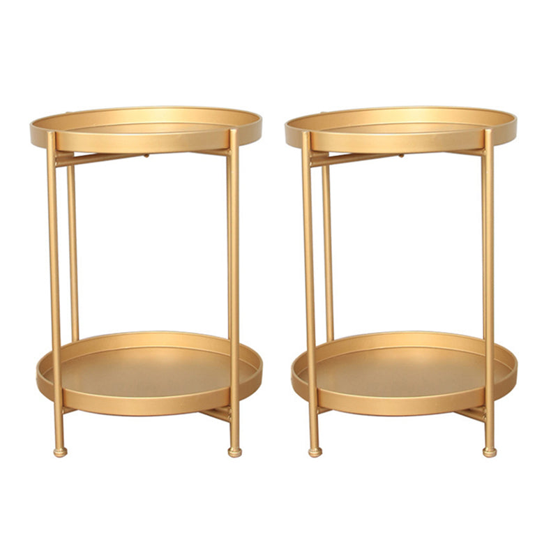 Mid-Century Tray Top End Table 20.3" Tall Iron Round Side Table with Shelf