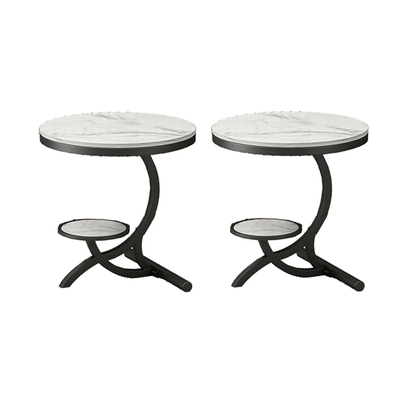 Modern Double Tier Minimalist End Table Abstract Round Corner Table