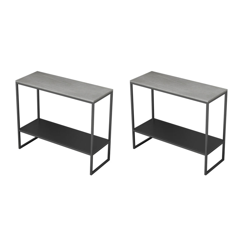 Rectangular Slate Top End Table Modern Shelf Included Side Table - 25.6" W