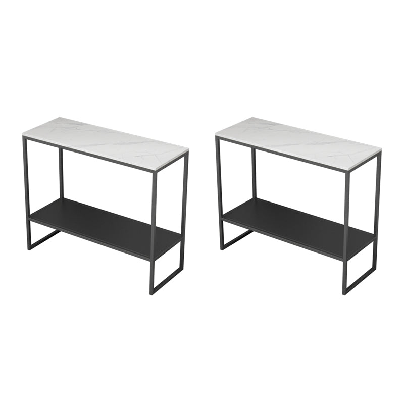 Rectangular Slate Top End Table Modern Shelf Included Side Table - 25.6" W