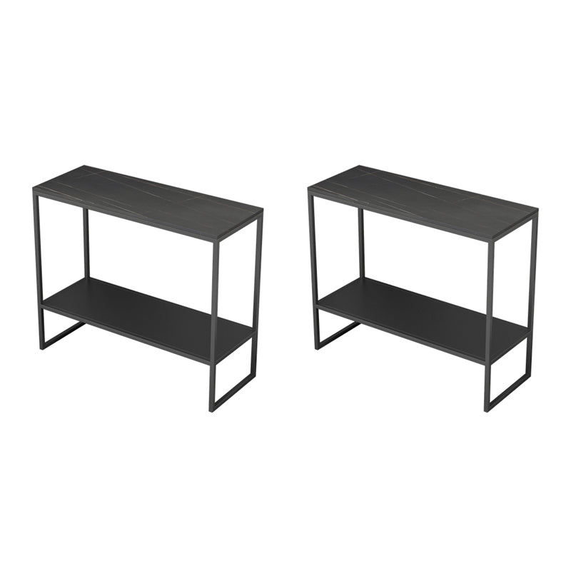 Rectangular Slate Top End Table Modern Shelf Included Side Table - 25.6" W