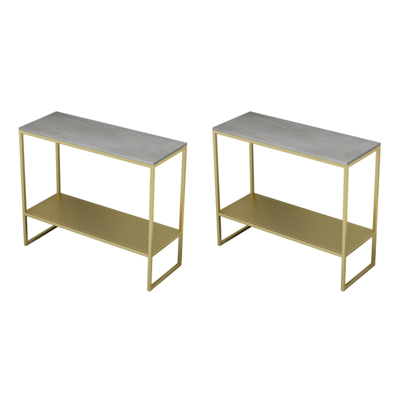 Rectangular Slate Top End Table Modern Shelf Included Side Table - 25.6" W