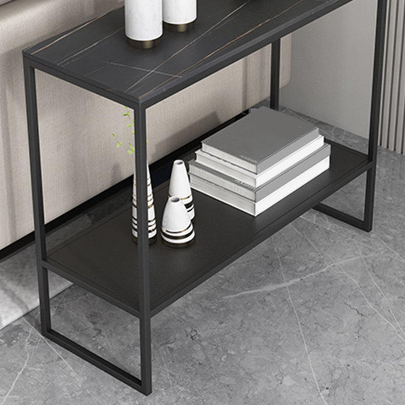 Rectangular Slate Top End Table Modern Shelf Included Side Table - 25.6" W
