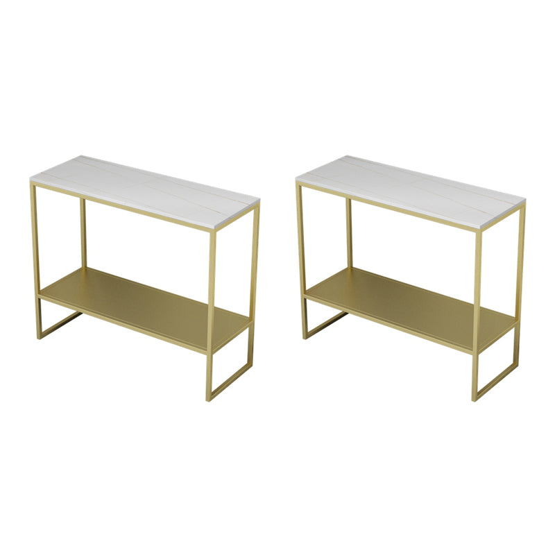 Rectangular Slate Top End Table Modern Shelf Included Side Table - 25.6" W