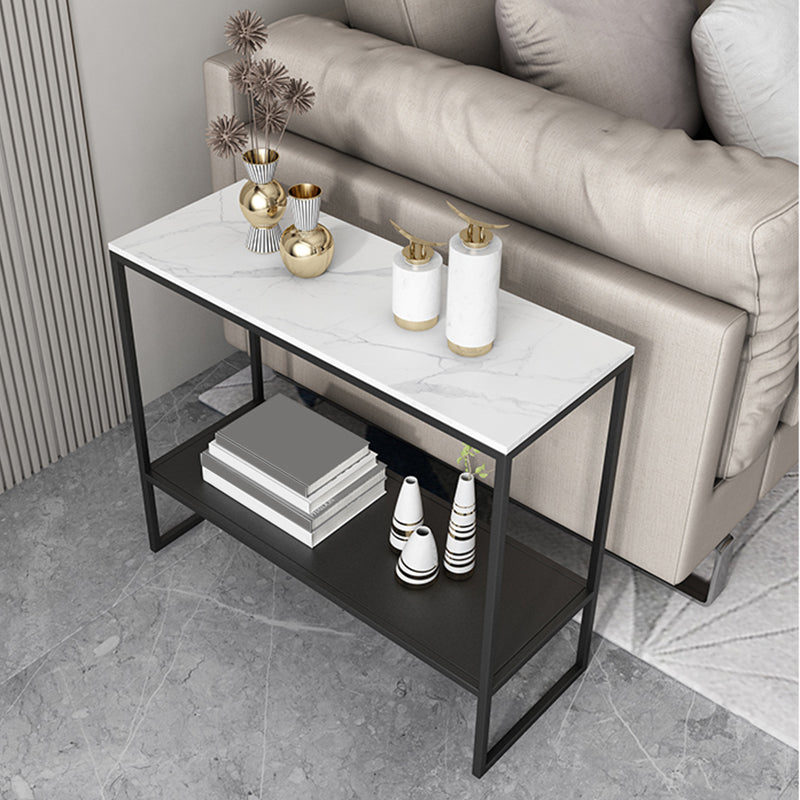 Rectangular Slate Top End Table Modern Shelf Included Side Table - 25.6" W