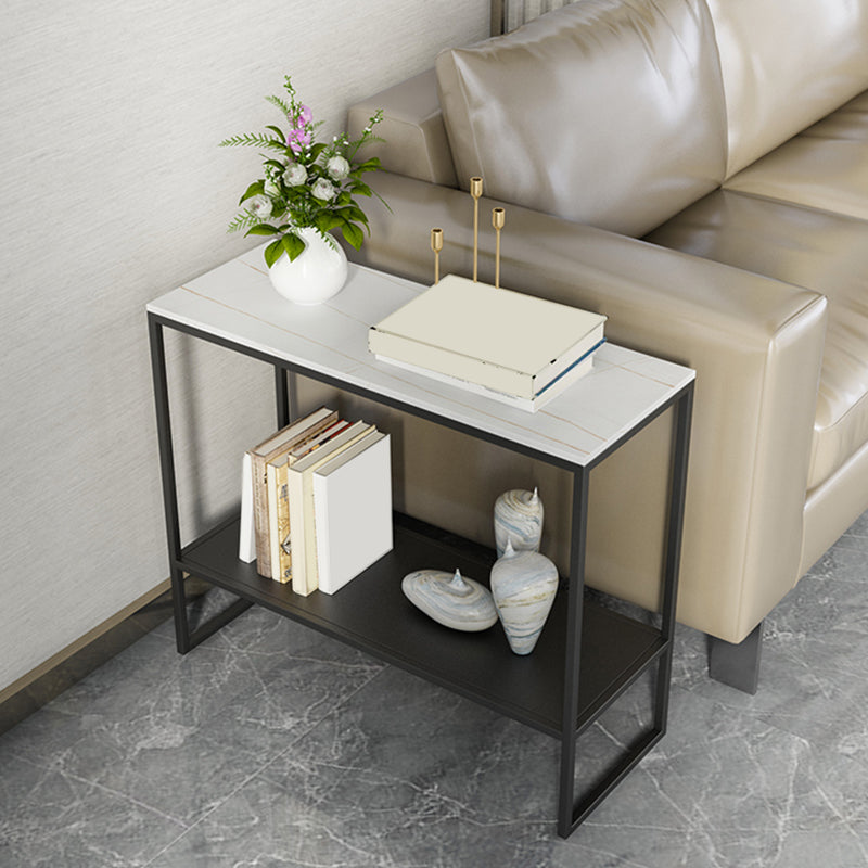 Rectangular Slate Top End Table Modern Shelf Included Side Table - 25.6" W