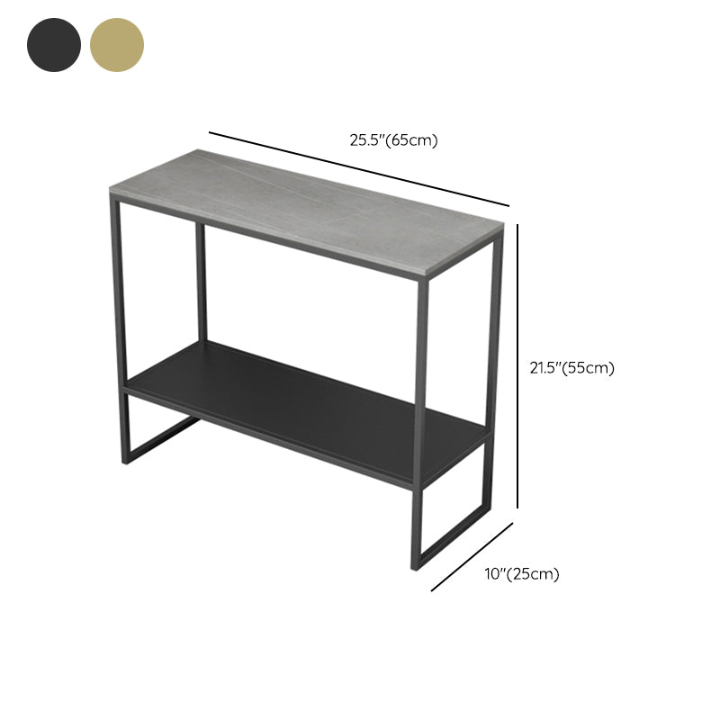Rectangular Slate Top End Table Modern Shelf Included Side Table - 25.6" W