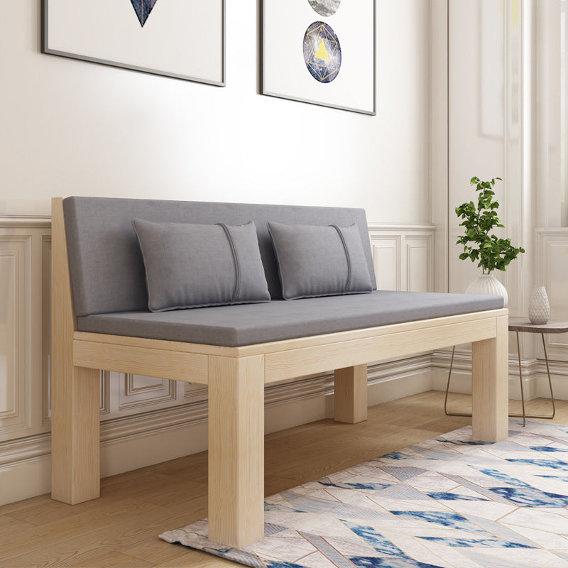 Modern 2/3-seater Settee Fabric Armless Settee with Wood Accents