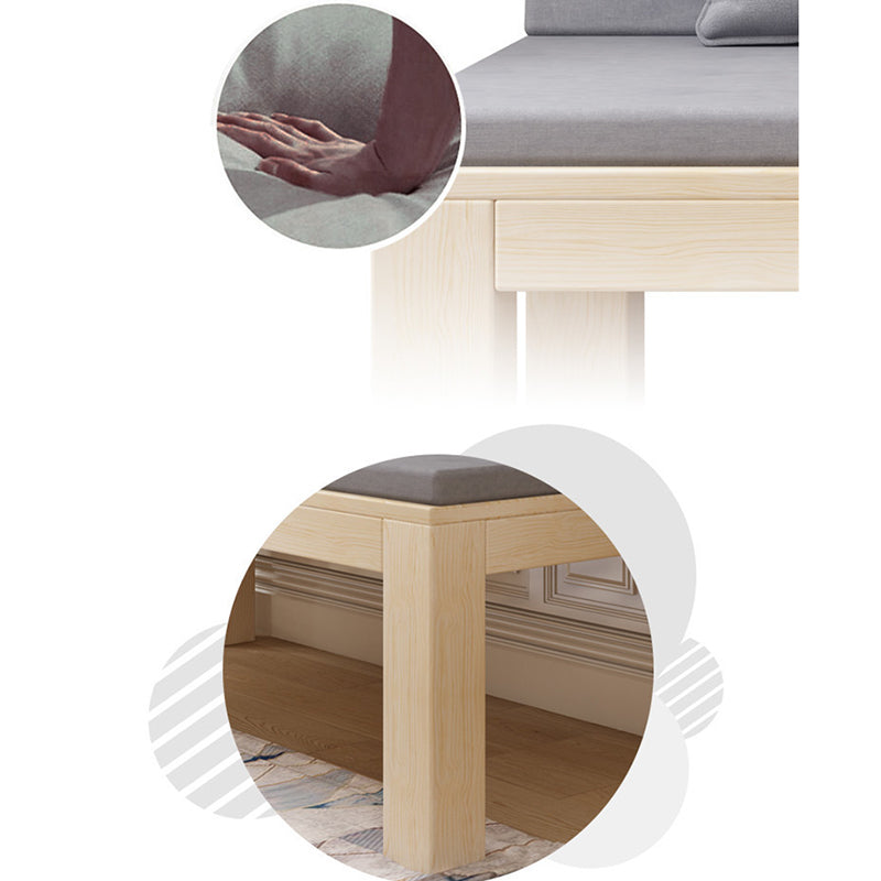 Modern 2/3-seater Settee Fabric Armless Settee with Wood Accents