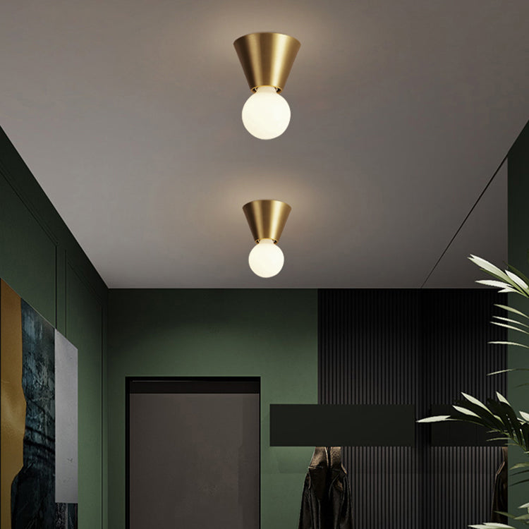 Glass Ball Shade Flush Mount in Black / Gold Brass Ceiling Flush