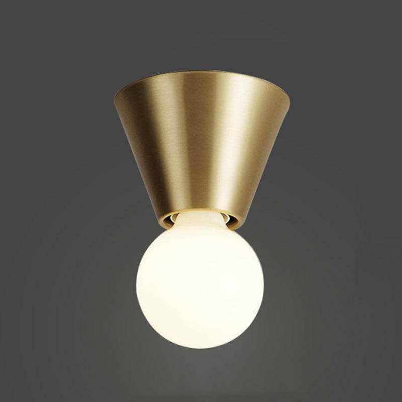 Glass Ball Shade Flush Mount in Black / Gold Brass Ceiling Flush