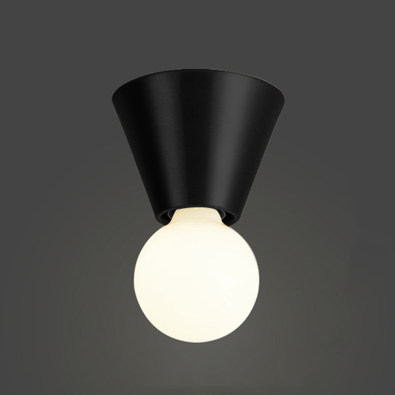 Glass Ball Shade Flush Mount in Black / Gold Brass Ceiling Flush