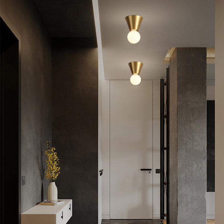 Glass Ball Shade Flush Mount in Black / Gold Brass Ceiling Flush