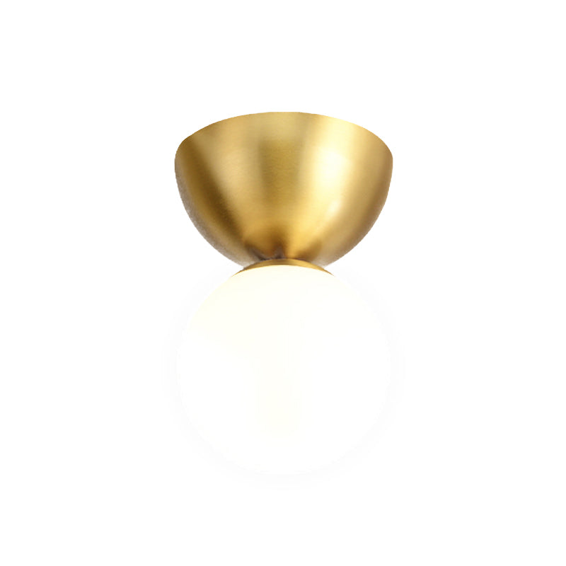 Glass Ball Shade Flush Mount in Black / Gold Brass Ceiling Flush