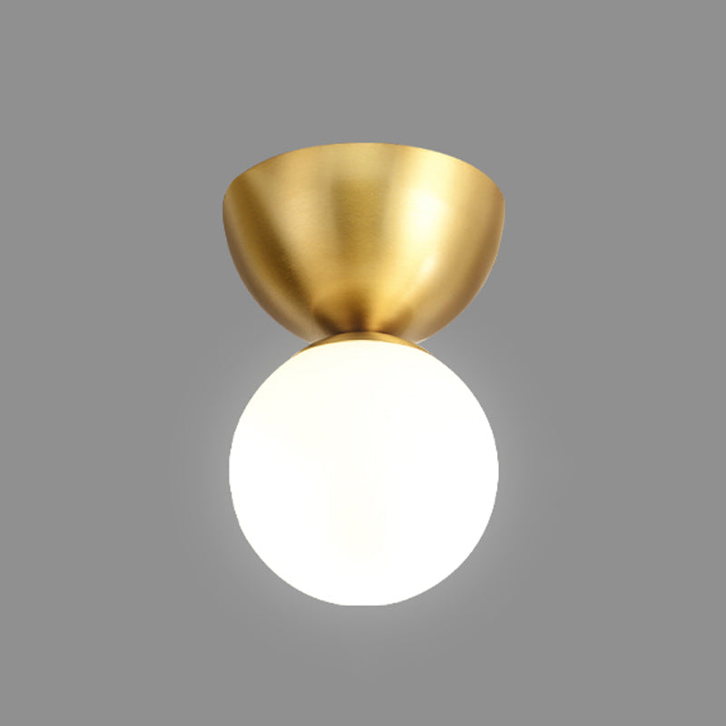Glass Ball Shade Flush Mount in Black / Gold Brass Ceiling Flush