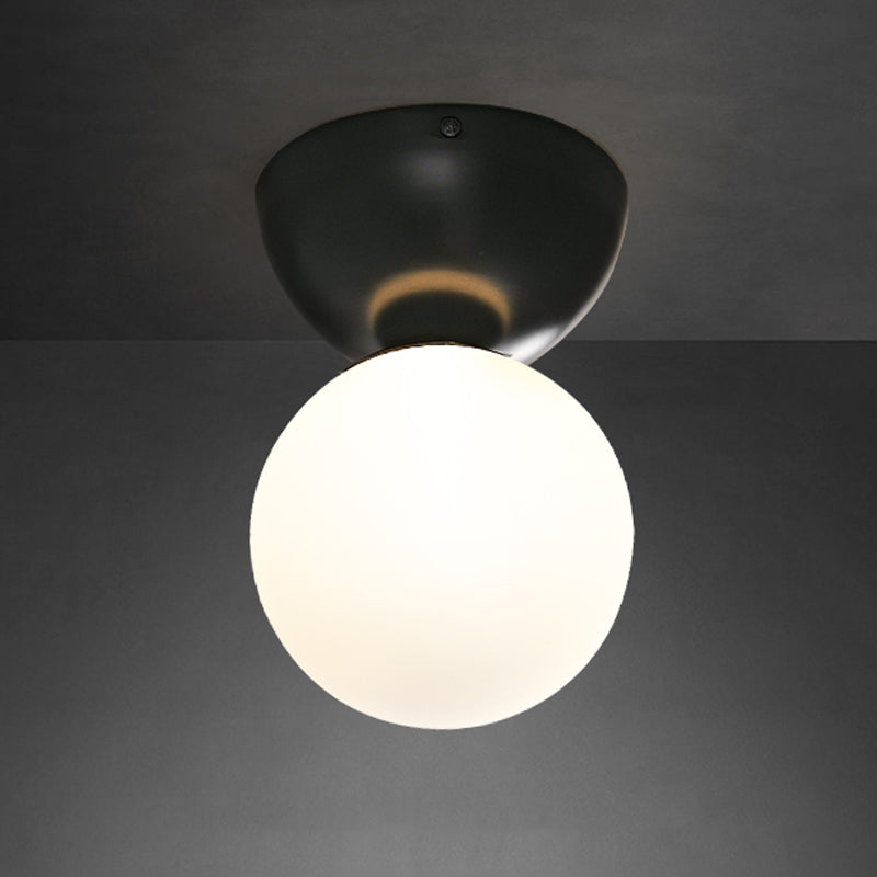 Glass Ball Shade Flush Mount in Black / Gold Brass Ceiling Flush