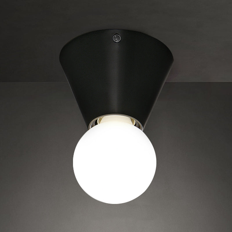 Glass Ball Shade Flush Mount in Black / Gold Brass Ceiling Flush