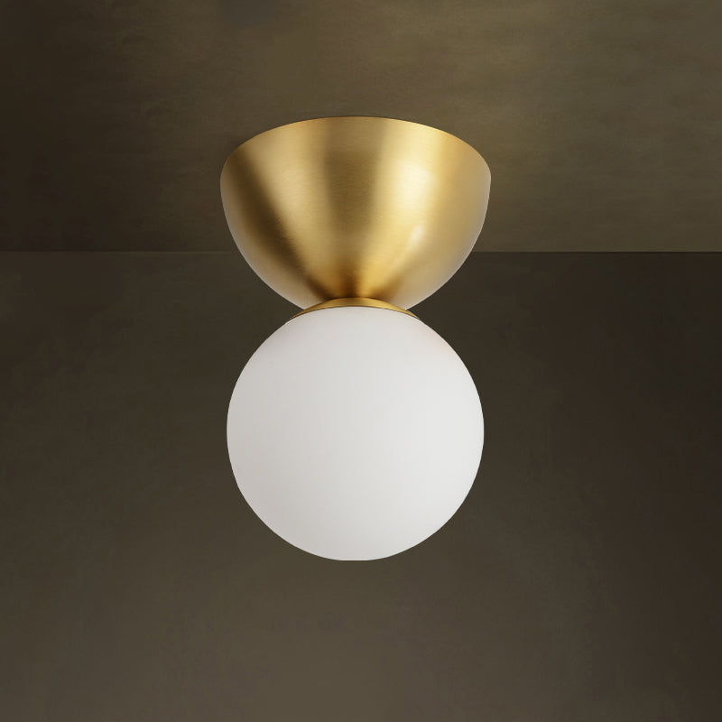 Glass Ball Shade Flush Mount in Black / Gold Brass Ceiling Flush
