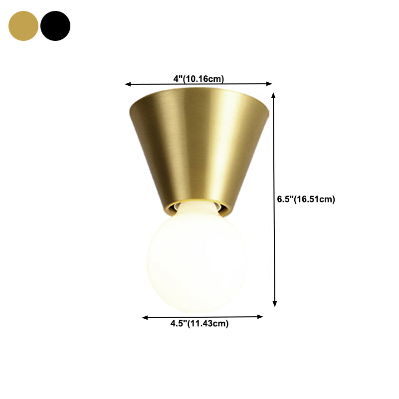 Glass Ball Shade Flush Mount in Black / Gold Brass Ceiling Flush