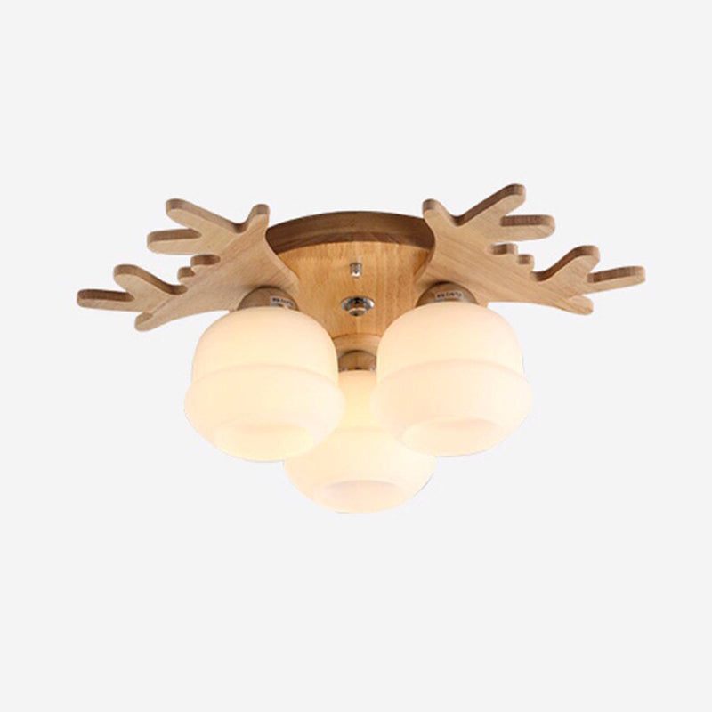 Antler Shape Flush Light Modern Style Glass 1/3/5/7 Lights Flush Ceiling Light in White