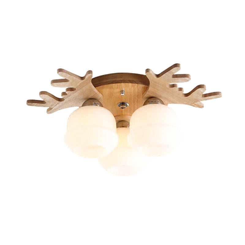 Antler Shape Flush Light Modern Style Glass 1/3/5/7 Lights Flush Ceiling Light in White