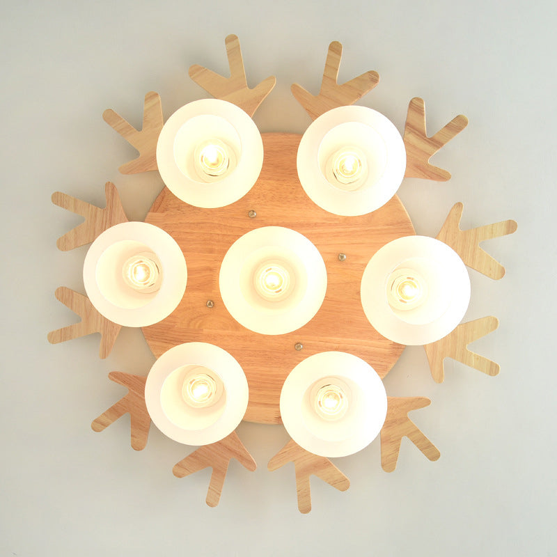 Antler Shape Flush Light Modern Style Glass 1/3/5/7 Lights Flush Ceiling Light in White