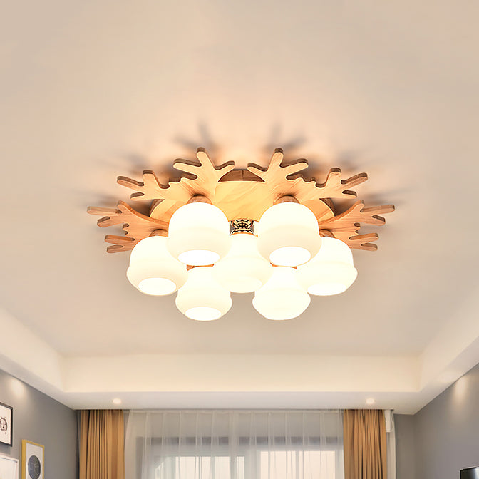 Antler Shape Flush Light Modern Style Glass 1/3/5/7 Lights Flush Ceiling Light in White