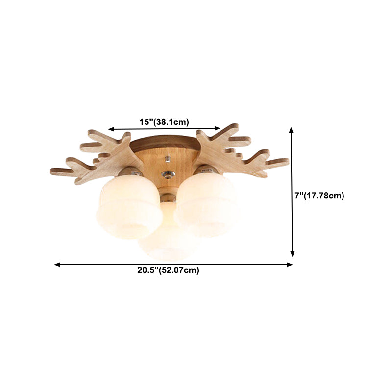 Antler Shape Flush Light Modern Style Glass 1/3/5/7 Lights Flush Ceiling Light in White