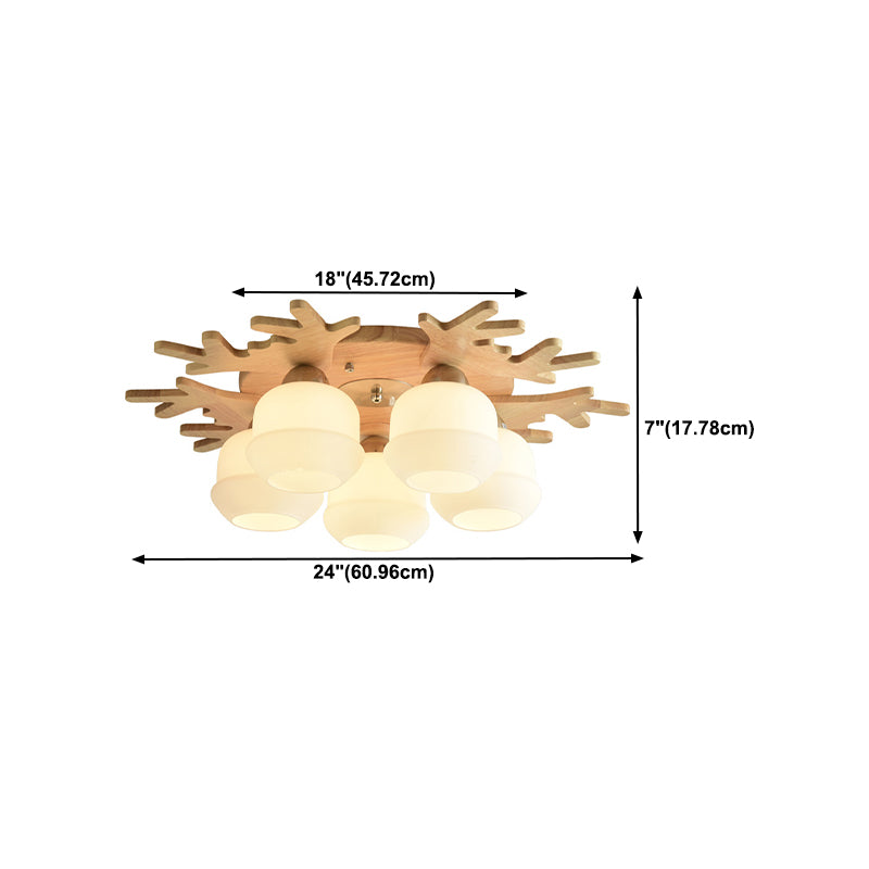 Antler Shape Flush Light Modern Style Glass 1/3/5/7 Lights Flush Ceiling Light in White