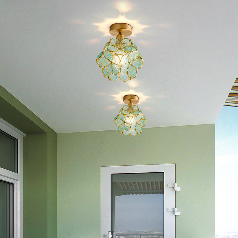 Modern Ceiling Light 1-Light Ceiling Mount Lamp with Glass Shade for Living Room