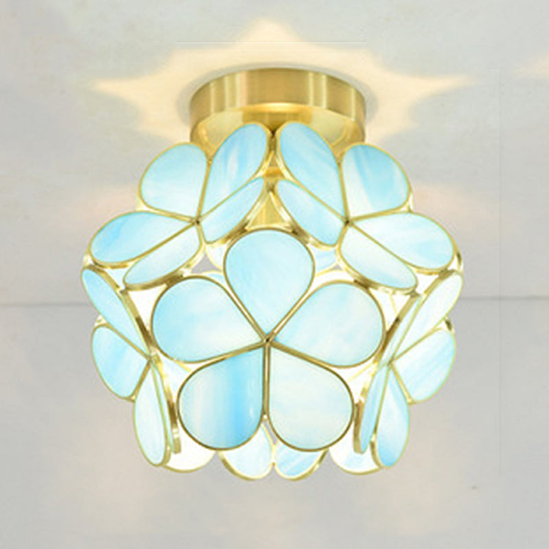Modern Ceiling Light 1-Light Ceiling Mount Lamp with Glass Shade for Living Room