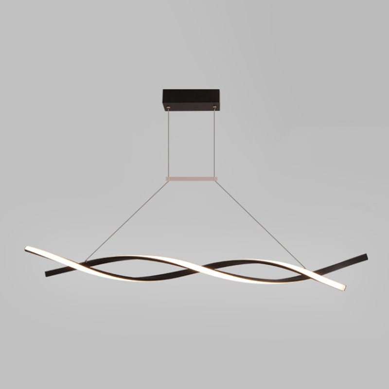 Metal Linear Shape Chandelier Light Modern 2 Lights Chandelier Light Fixture in Black