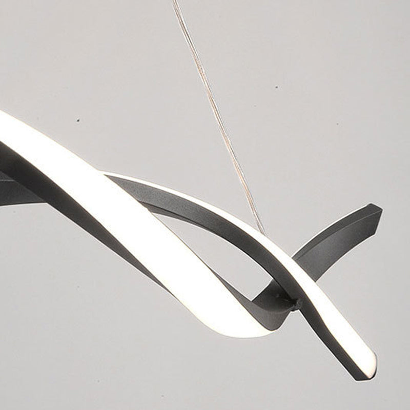 Metal Linear Shape Chandelier Light Modern 2 Lights Chandelier Light Fixture in Black