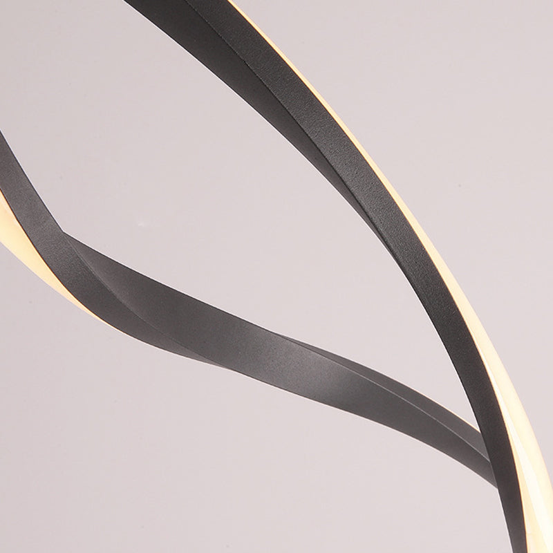 Metal Linear Shape Chandelier Light Modern 2 Lights Chandelier Light Fixture in Black