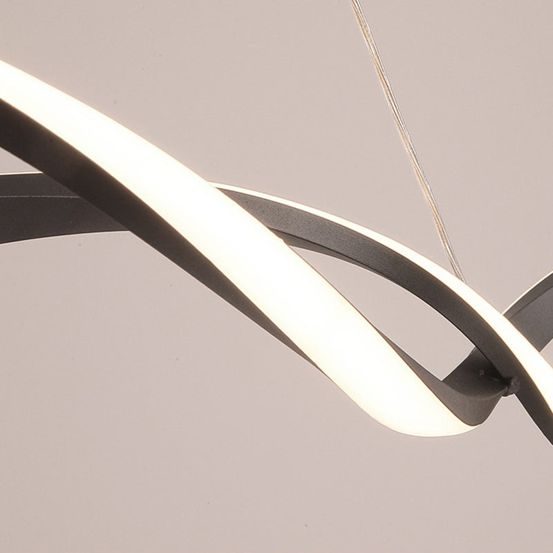 Metal Linear Shape Chandelier Light Modern 2 Lights Chandelier Light Fixture in Black