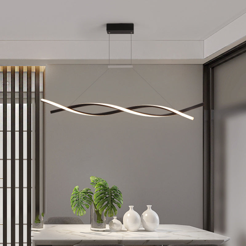 Metal Linear Shape Chandelier Light Modern 2 Lights Chandelier Light Fixture in Black